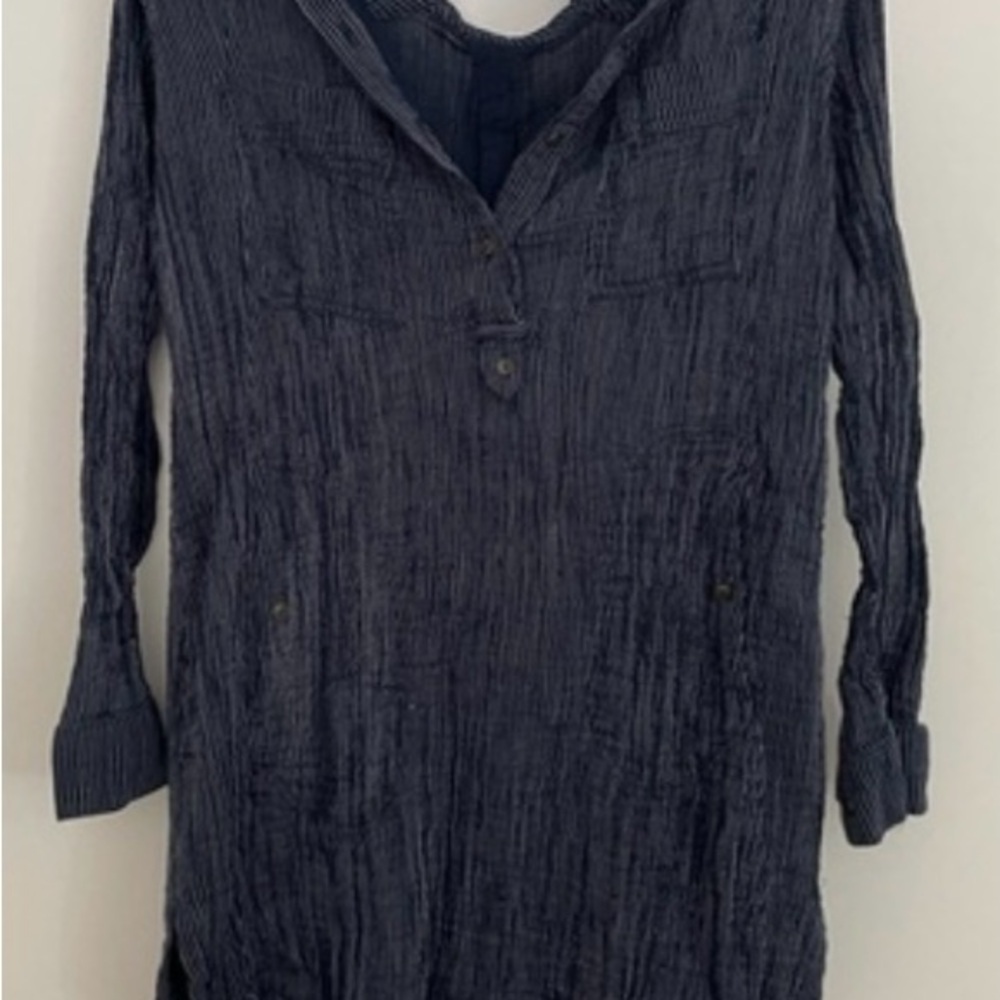 Free People Black Ruched Sailor Collar Dress